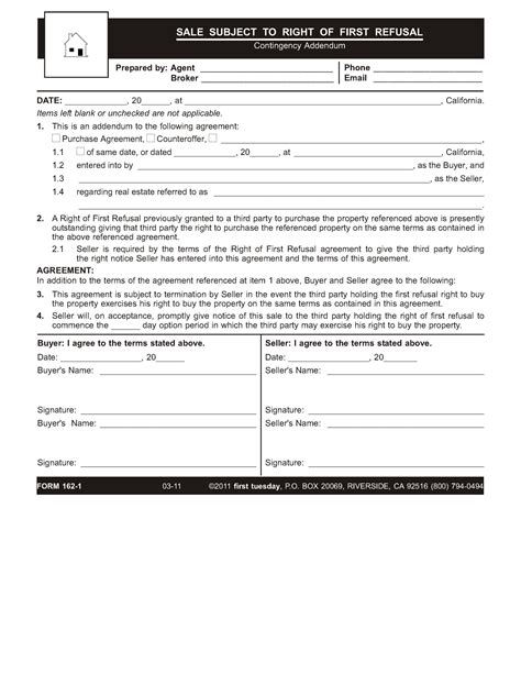 Form Of The Week Right Of First Refusal Addenda — Forms 162 162 1 And