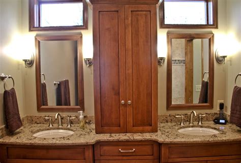 Find double sink bathroom vanities at lowe's today. Double bathroom vanity, sinks separated by linen cabinet ...