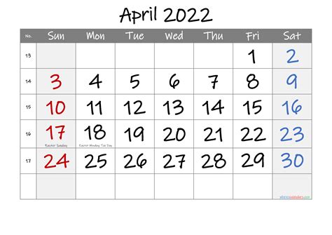 Printable April 2022 Calendar With Holidays