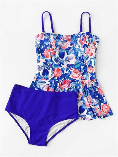 Flower Print Tankini Set Sheinsheinside Floral Print Tankini