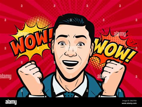 Delighted Man Or Businessman Retro Comic Pop Art Vector Illustration Stock Vector Image And Art