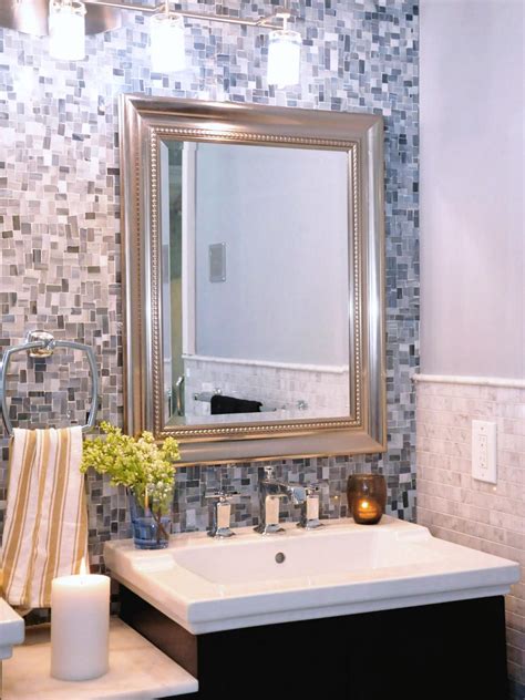 Down below i've posted some of my favourite geometric bathrooms i've seen lately (just click the arrows for all the pictures). Neutral Transitional Bathroom With Gray Mosaic Tile Wall ...