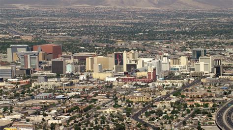 4k Stock Footage Aerial Video Of A View Of Downtown Las Vegas Hotels