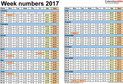 Week Numbers 2017 With Uk Bank Holidays