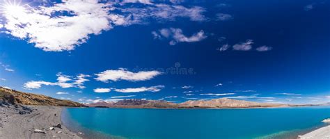 Lake Tekapo With Reflection Of Sky And Mountains New Zealand Stock