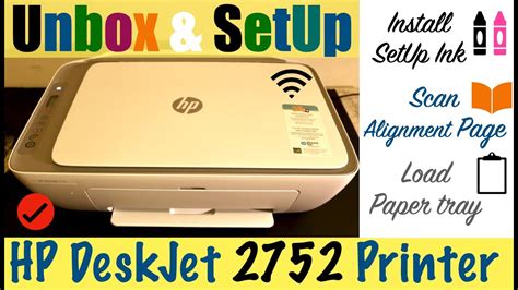 Hp Deskjet 2752 Printer Unbox Setup Install Starter Ink Scan