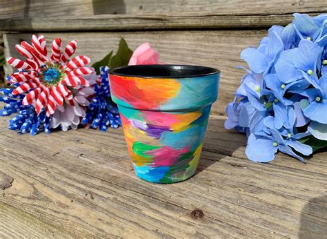 If the pots are headed outdoors, make sure you use a paint designed for outdoor use. Abstract Flower Pot, 3.5 Inch, Terra Cotta, Clay Pot, Hand ...