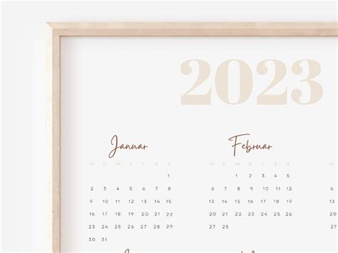 Jahreskalender 2023 Kalender 2023 Digitaler Download Etsy