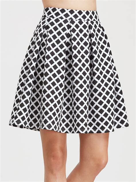 Grid Box Pleated Skirt Sheinsheinside