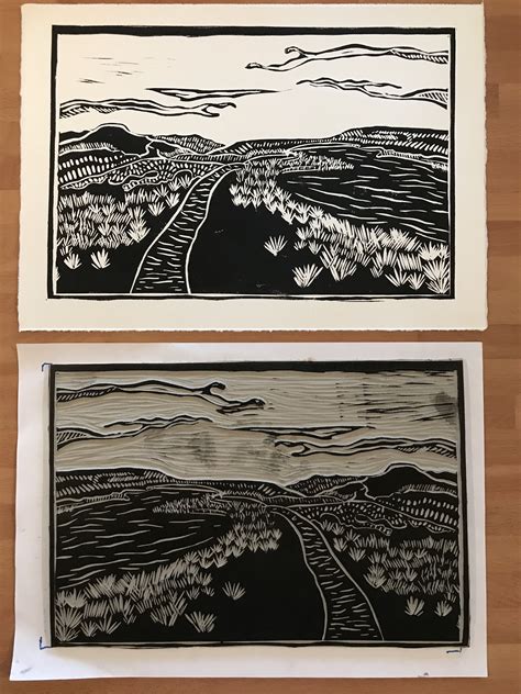 A4 ‘keepers Pond Print By Joanna Weenink Mountain Print Lino Print