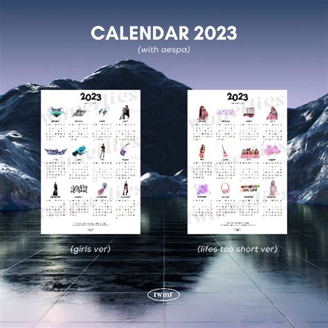 Jual 2023 Wall Calendar With Aespa Minimalist Korean Style Poster