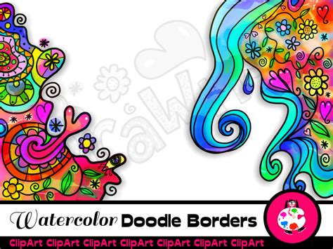 Download Vibrant Watercolor Doodle Borders | Teaching Resources