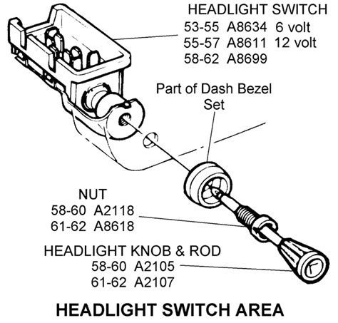 Headlight Switch Area Diagram View Chicago Corvette Supply