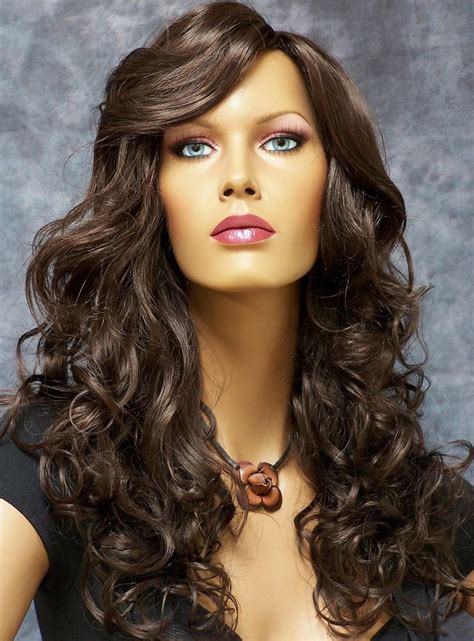 Retro Glam Curly Long Wavy Dk Brown Wig In Highest Quality Kanekalon Brown Wig Wigs