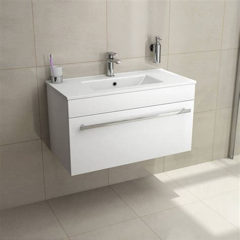 See more ideas about b&q, bathroom inspiration, bathroom. Odessa White Wall Hung 800 Drawer Unit & Inset Basin ...