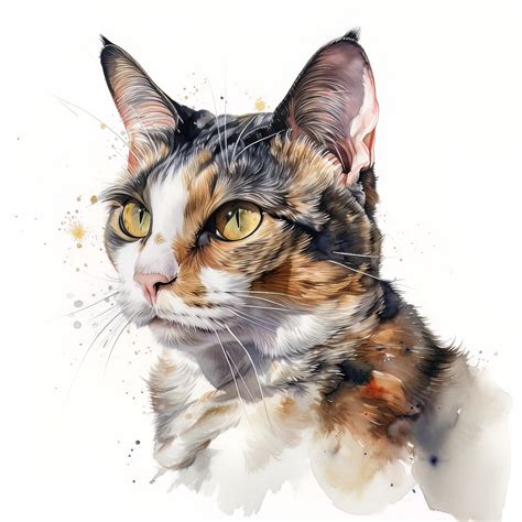 Tortoiseshell Cat Portrait Watercolor Painting This Stunni Flickr