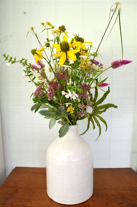 Florida Native And Florida Friendly Wildflower Bouquet In A Ceramic Jug