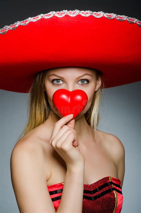Woman Wearing Sombrero Hat Stock Image Image Of Humor 47328145
