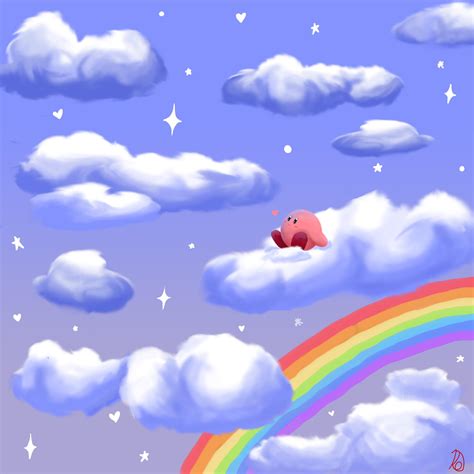 Kirby In The Clouds Rdrawing