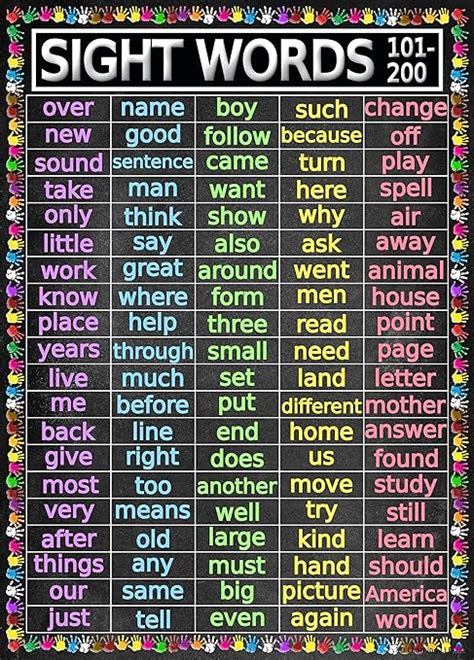 Advanced Sight Words Poster 101 200 For Second Grade Laminated 14x19