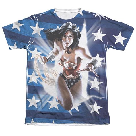 Wonder Woman Ripped Flag Sublimation White T Shirt Wonder Woman T