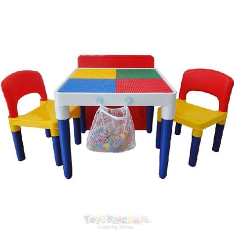 2 In 1 Building Blocks Table And Chair Set Lego Table Educationalaids