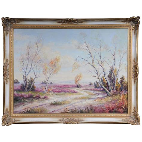 Oil Painting Idyllic Autumn Landscape Signed 20th Century For Sale At