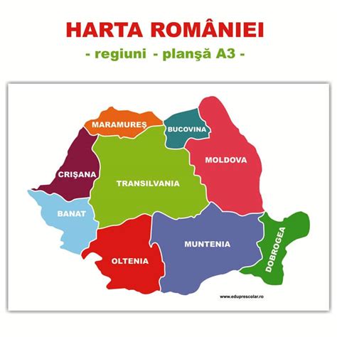 Harta Romaniei Pe Regiuni Plansa A3 Eduprescolar Ro