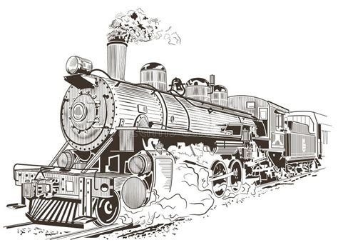 Vintage Steam Train Locomotive Engraving Style Vector Illustrat Stock Vector Illustration Of