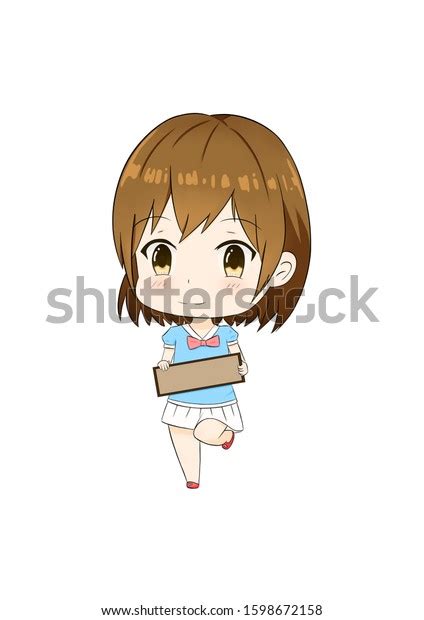 Anime Girl Holding Blank Sign Advertisement ภาพประกอบสต็อก 1598672158 Shutterstock