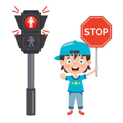 Child Holding Stop Warning Sign Illustrations Royalty Free Vector