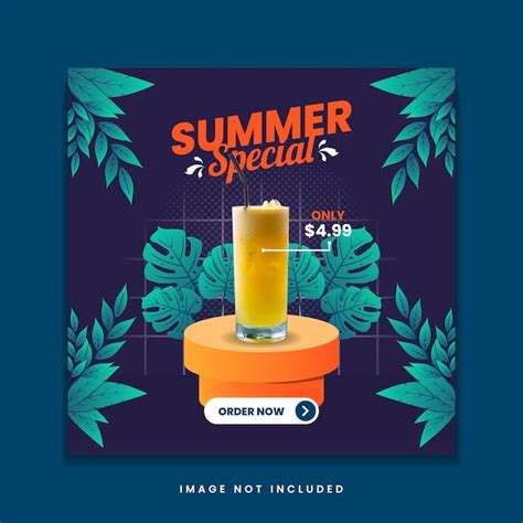 Premium Vector Summer Special Drink Menu Social Media Post Template