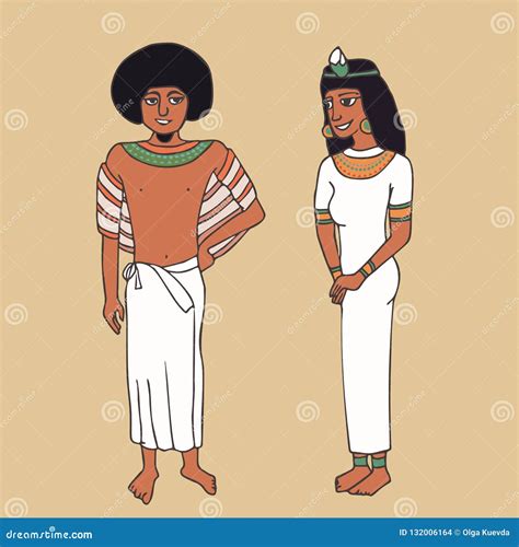 Noble Man And Woman In Ancient Egyptian Costumes Cartoon Stock Vector Illustration Of Ancient