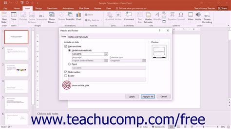 Powerpoint 2016 Tutorial Setting The Slide Header And Footer Microsoft