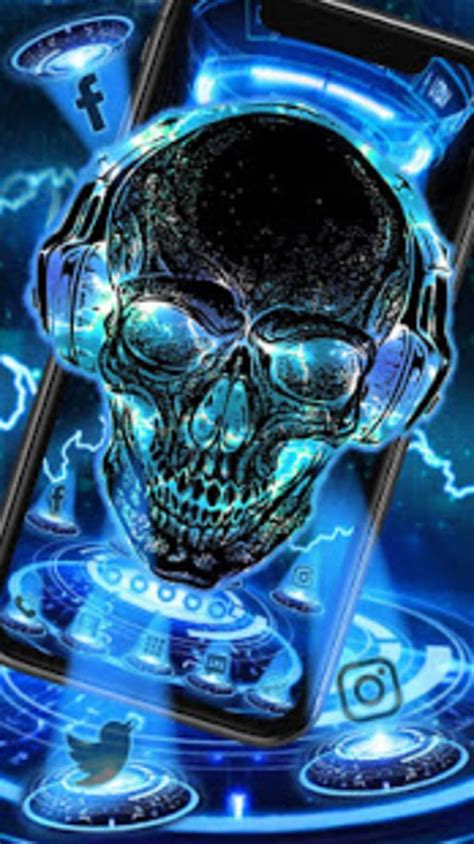 Neon Tech Skull Themes Hd Wallpapers 3d Icons For Android