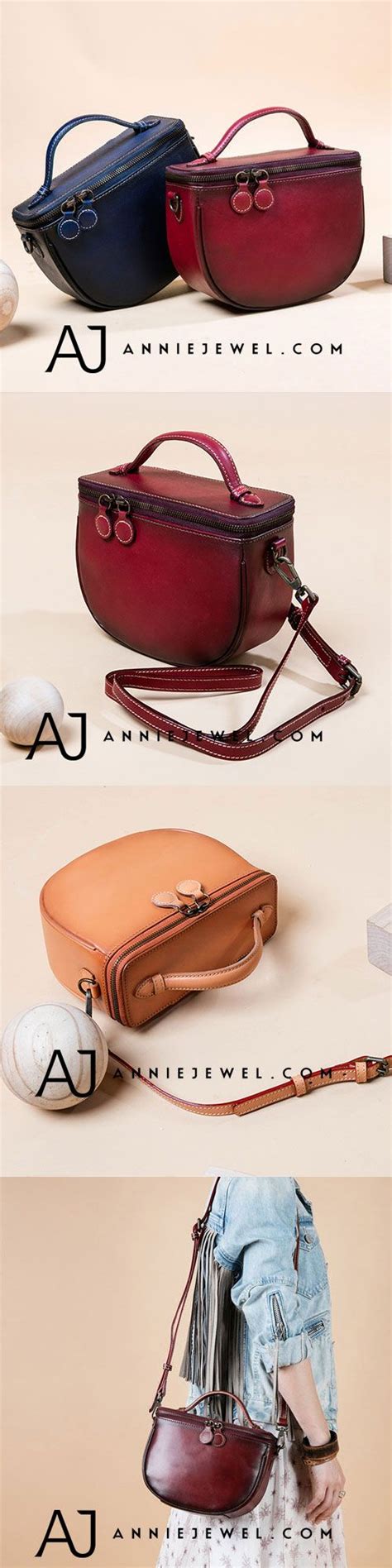 Unique Genuine Leather Handbag Handmade Semi Circle Bag Round Bag