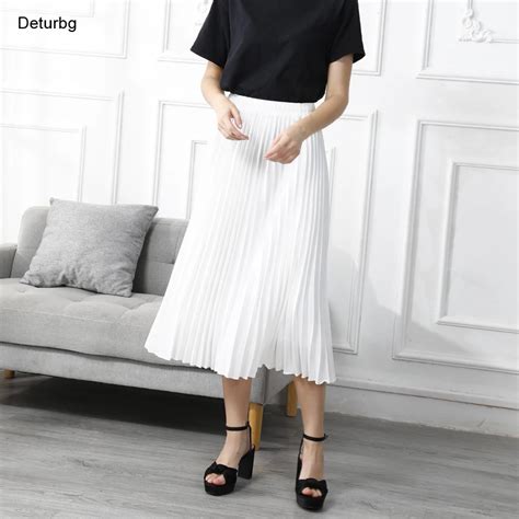Falda Plisada Vintage De Alta Calidad Para Mujer Faldas Coreanas Largas De Gasa De Cintura Alta