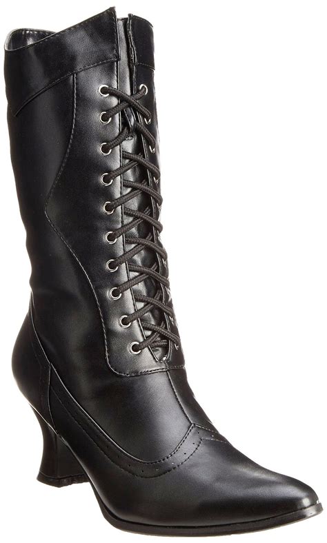 Ellie Shoes Womens Amelia Victorian Boots Black Polyurethane Vintage