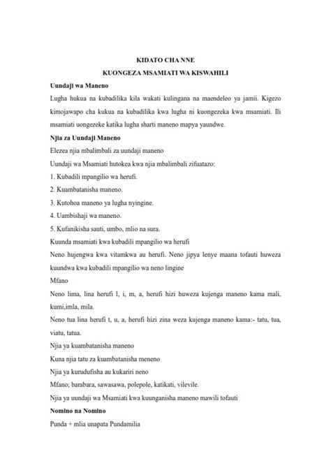 Form 4 Kiswahili Handbook Notes Elimu Cloud Notes Exams Schemes