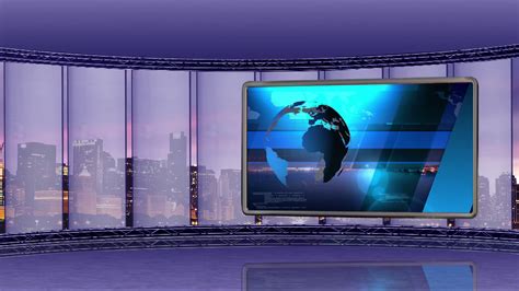 News Tv Studio Set 11 Virtual Green Screen Background Loop Stock Video