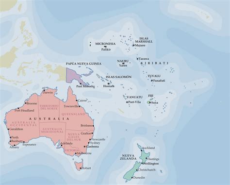 Mapa Politico De Oceania Con Capitales