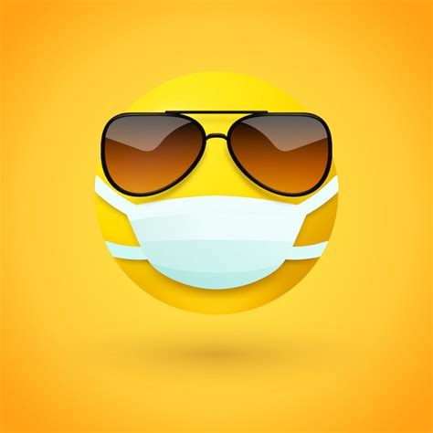 Premium Vector Emoji With Sunglasses Wearing Mouth Mask