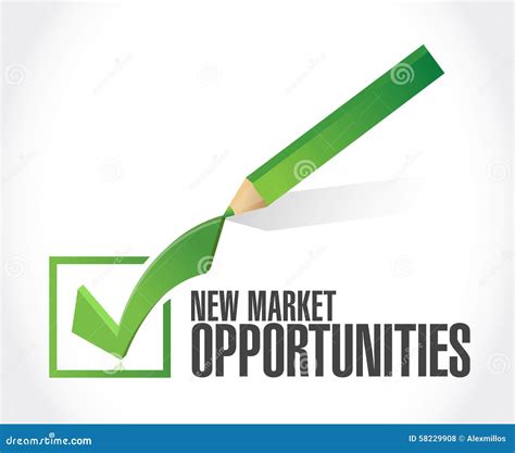New Market Opportunities Check Mark Sign Concept Stock Illustration