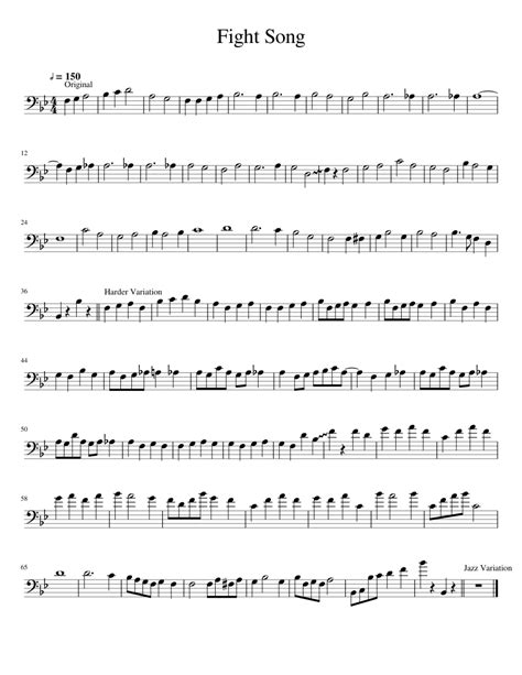 Fight Song Trombone Sheet Music For Trombone Solo