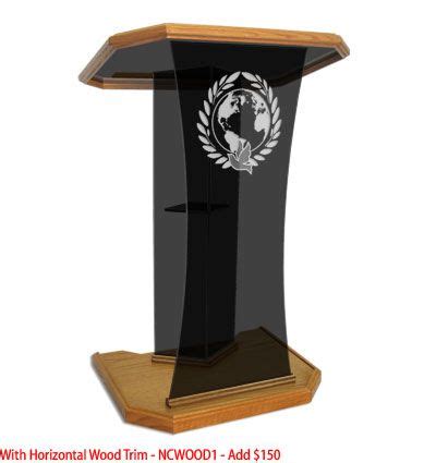 The podium stand has a slim design that highlights the speaker and creates a sense of authority. Glass Speaker Lectern with Wood Top | Church furniture, Lectern, Lecterns