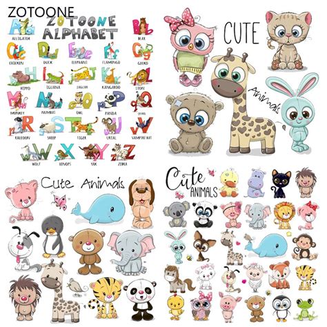 Zotoone Cute Bear Animals Patches Washable Iron On Transfers For T