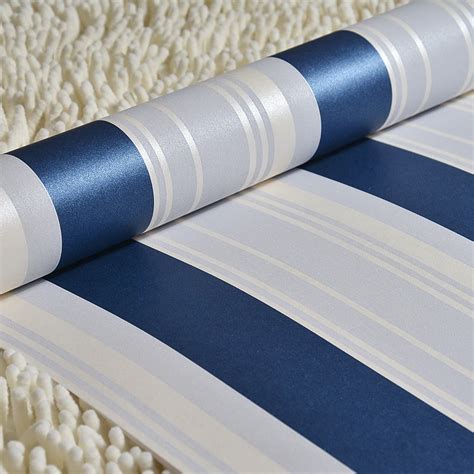 Jual Beibehang Wallpaper Simple Blue And White Vertical Stripes