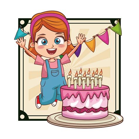 Girl Birthday Party Stock Vector Illustration Of Happy 145442320