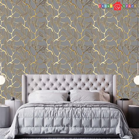Vintage Gold And Gray Lattice Wallpaper Traditional Non Woven Etsy