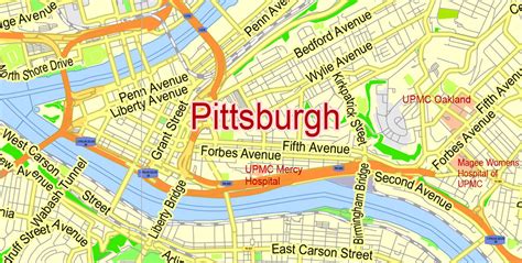 Printable Map Pittsburgh Metro Area Adobe Illustrator Editable In Layers